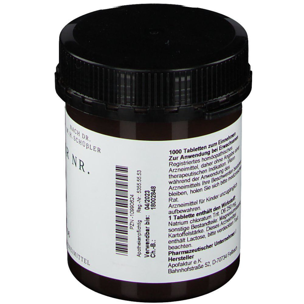 Braunglasbehälter mit schwarzem Schraubverschluss, beschriftet mit Anwendungshinweisen und PZN.