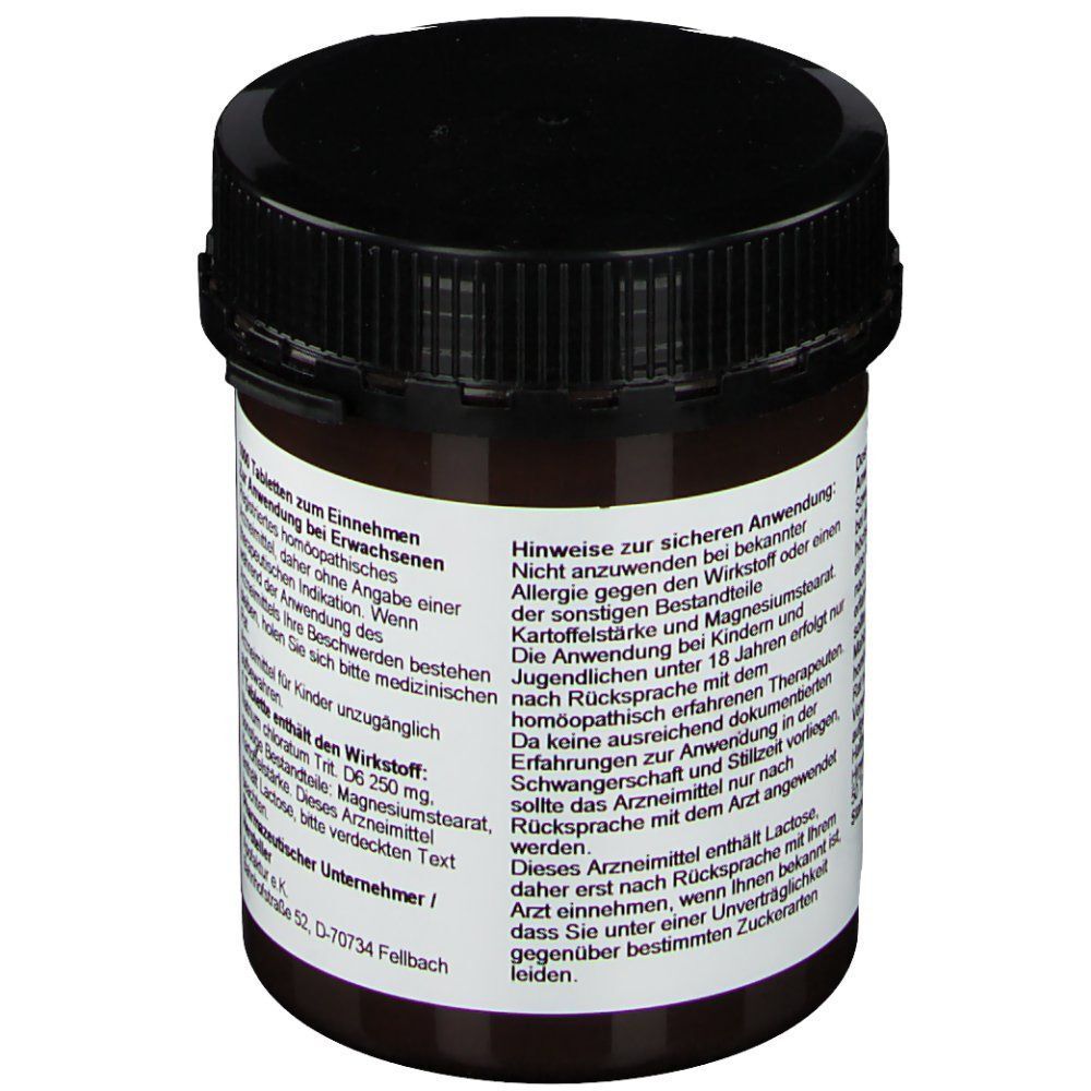 Braunglasbehälter mit schwarzem Schraubverschluss, beschriftet mit Sicherheitshinweisen und Anwendungshinweisen.