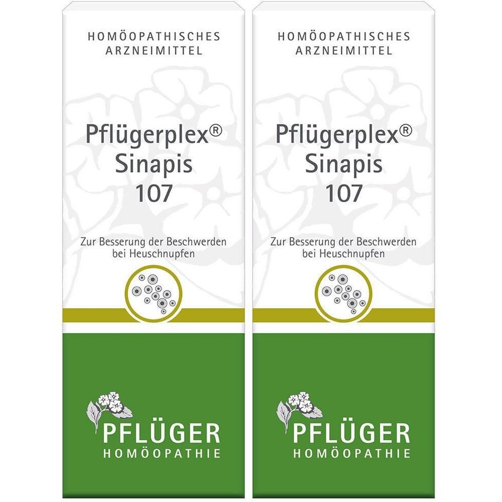 Zwei Packungen Pflügerplex® Sinapis 107, homöopathisches Arzneimittel zur Linderung von Heuschnupfen.