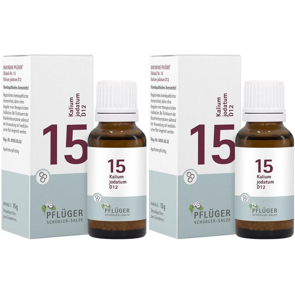 Biochemie Pflüger 15 Kalium jodatum D 12 Globuli 2x 2x15 g