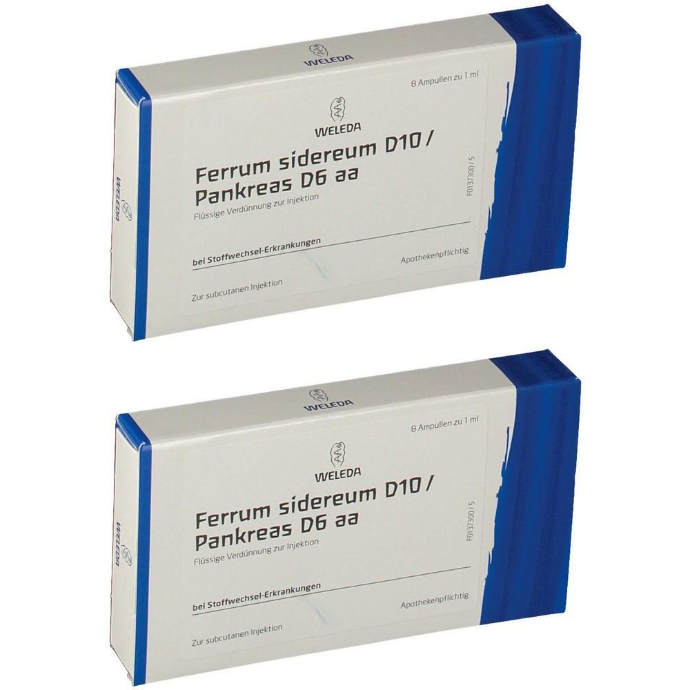 Ferrum Sidereum D 10/Pankreas 6 aa Ampullen 2x 2x8x1 ml