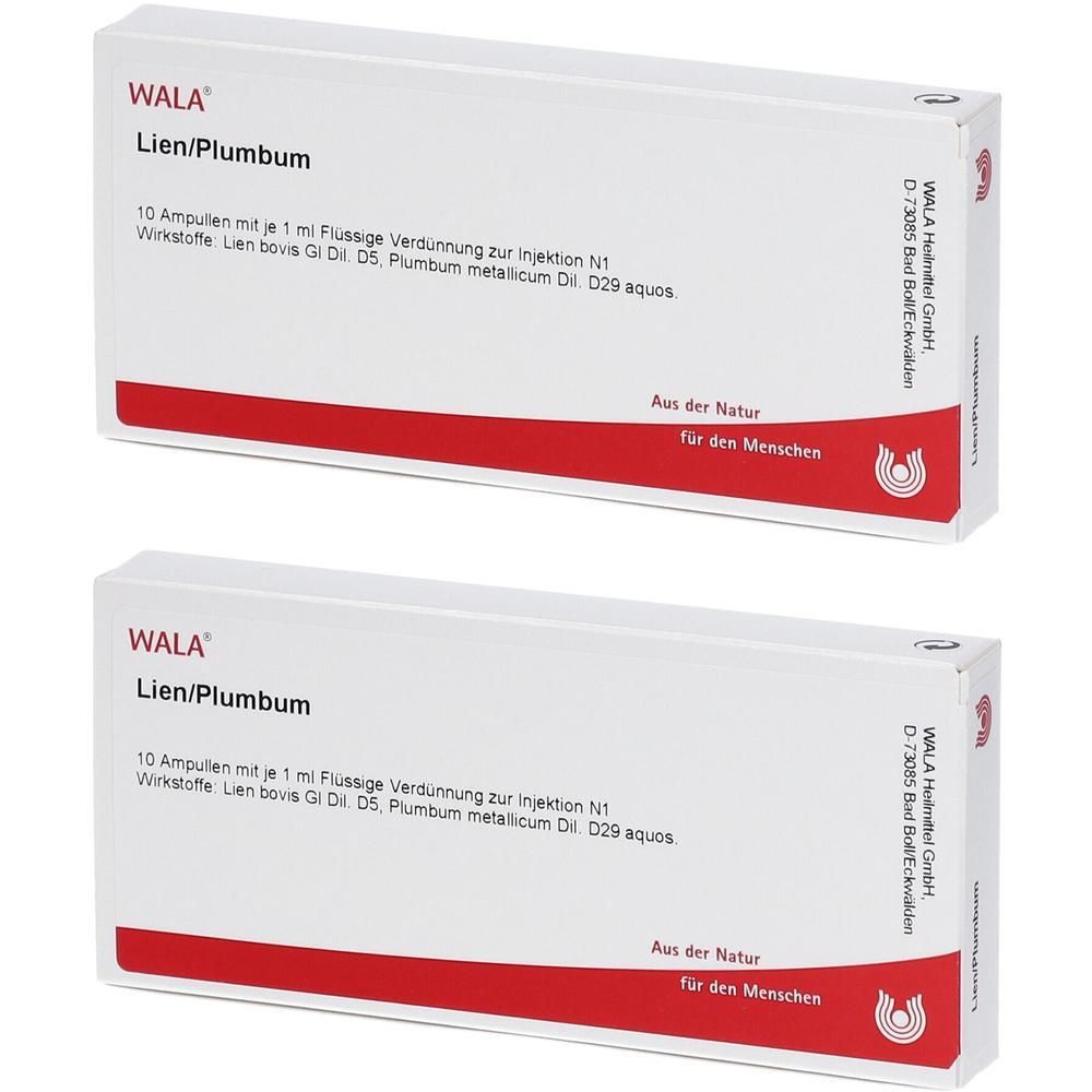 Zwei Packungen WALA Lien/Plumbum Injektionslösung, je 10 Ampullen à 1 ml.