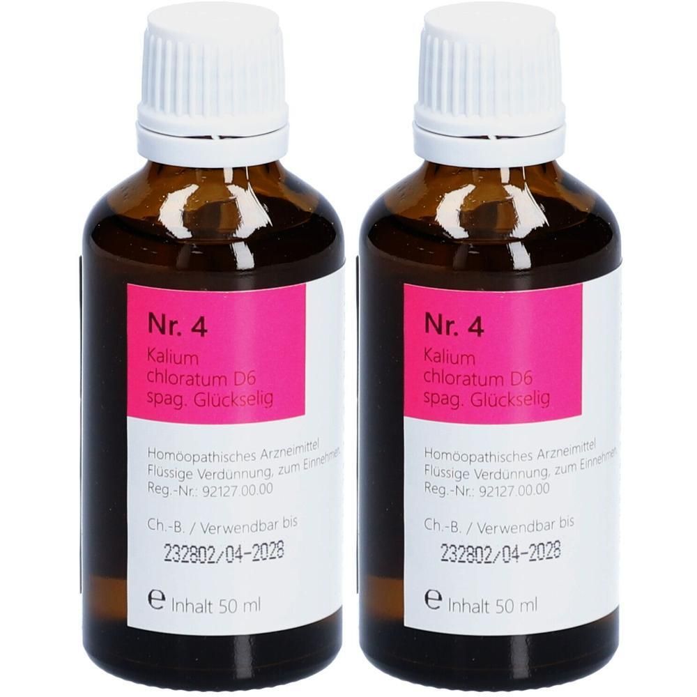 Nr.4 Kalium chloratum D 6 spag.Glückselig 2x 2x50 ml Tropfen zum Einnehmen