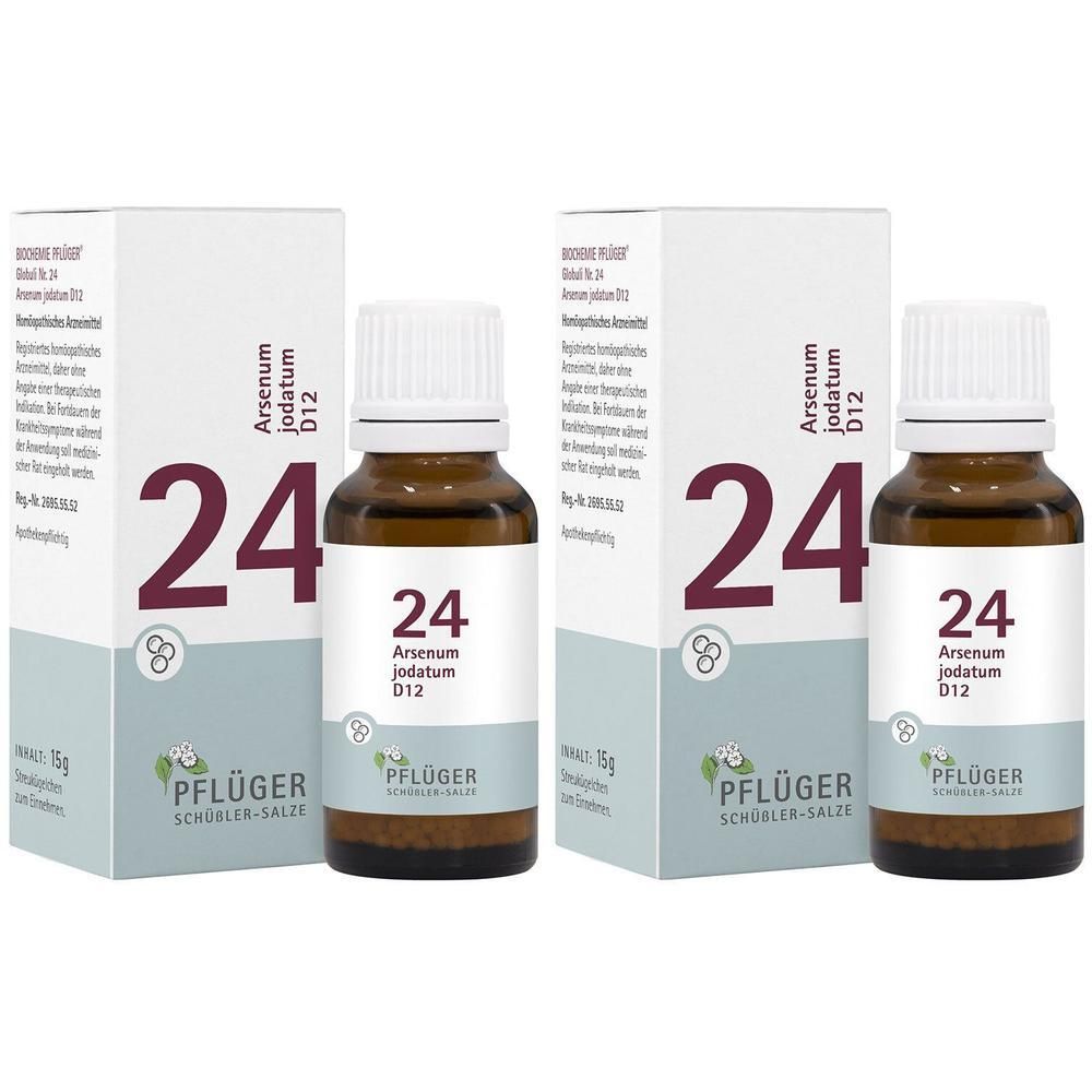 Biochemie Pflüger 24 Arsenum jodatum D 12 Globuli 2x 2x15 g