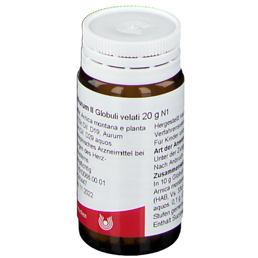 Braunes Glasfläschchen mit weißem Schraubverschluss, Etikett mit Produktinformationen.