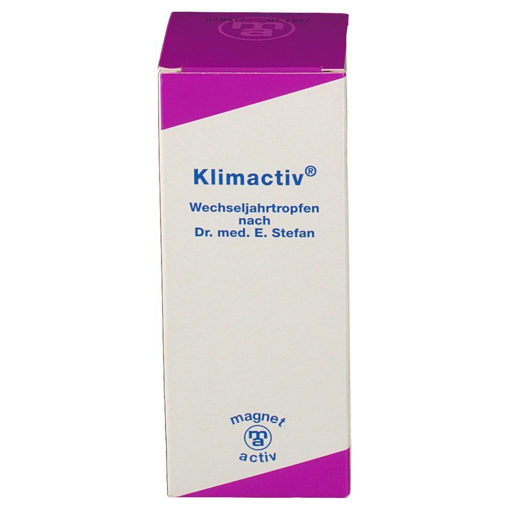 Schachtel Klimactiv Wechseljahrtropfen nach Dr. med. E. Stefan.