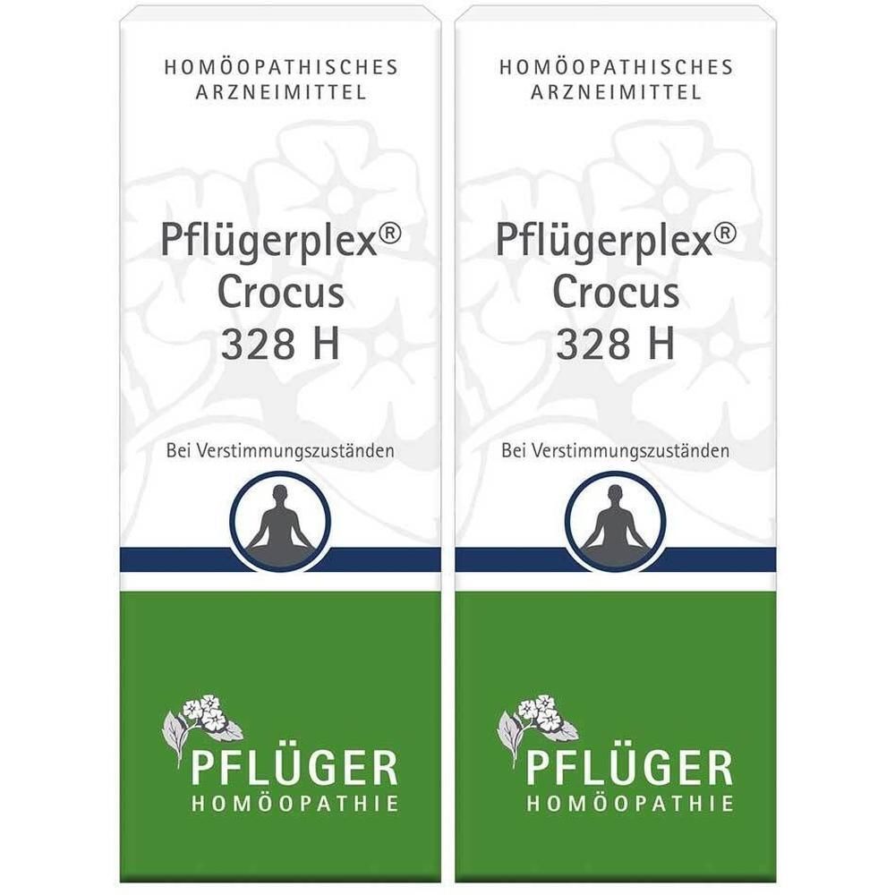Zwei Packungen Pflügerplex Crocus 328 H, homöopathisches Arzneimittel.