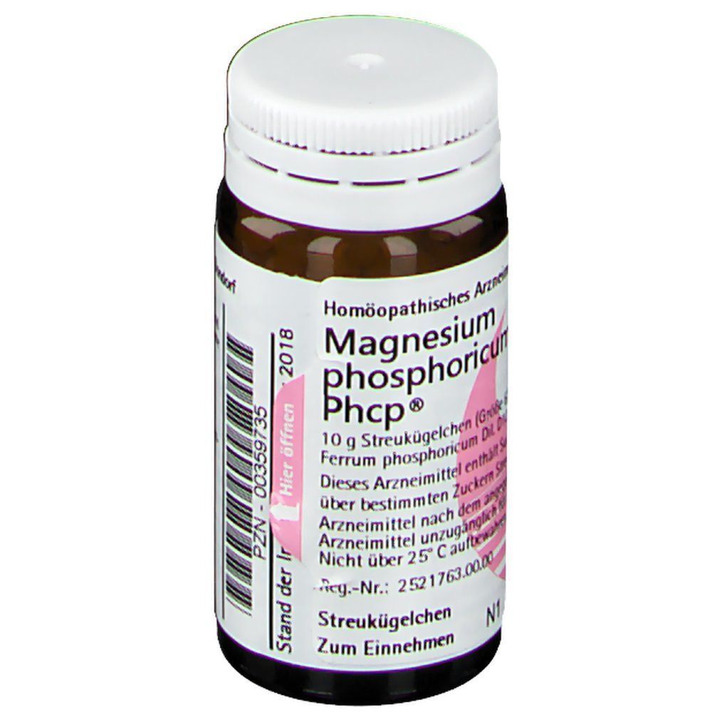 Ein Fläschchen Magnesium phosphoricum Phcp® Streukügelchen, 10g.