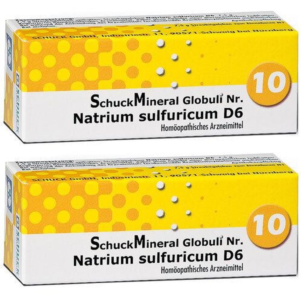 Zwei Schachteln SchuckMineral Globuli Nr. 10 Natrium sulfuricum D6, Homöopathisches Arzneimittel.