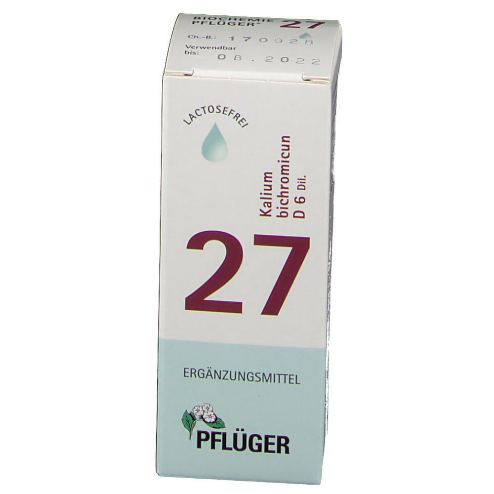 Packung Schüßler-Salz Nr. 27 Kalium bichromicum D6 von Pflüger, 30 ml.