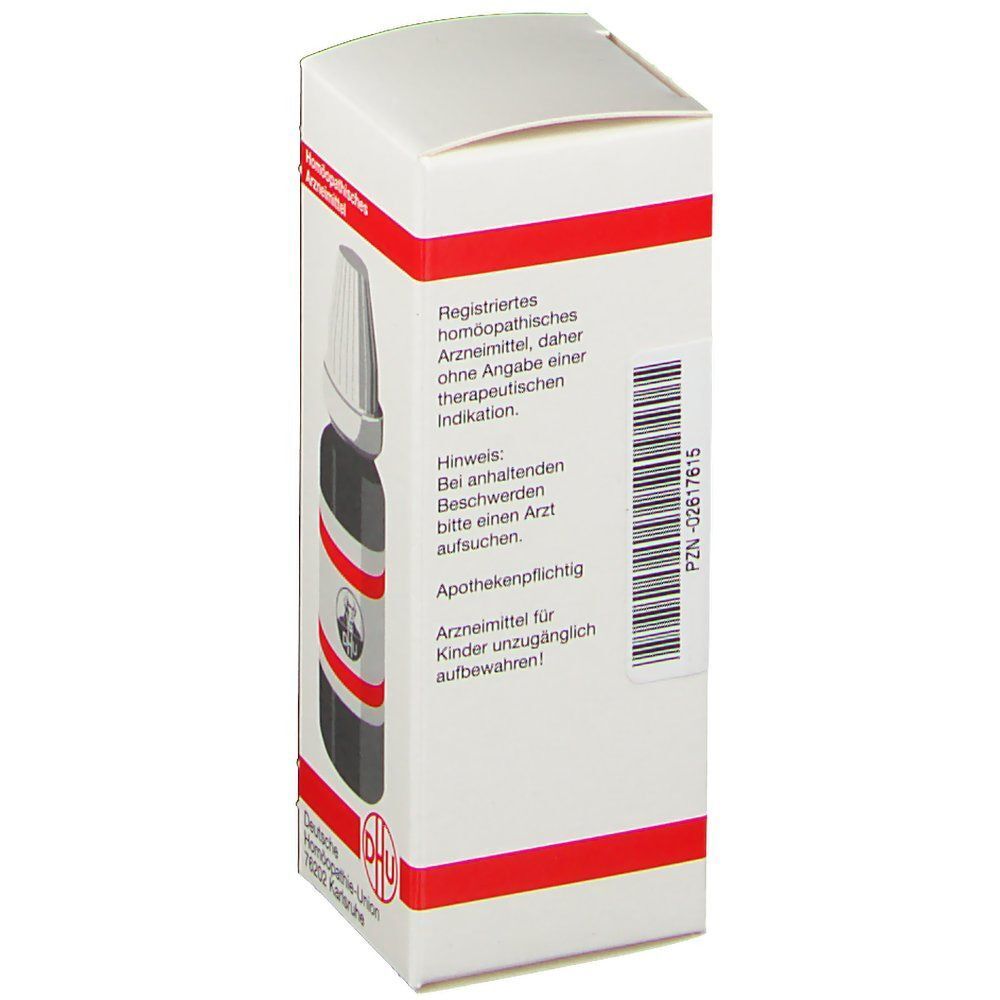 Packung DHU Magnesium Fluoratum D12, 20 ml, Rückseite mit Hinweisen.