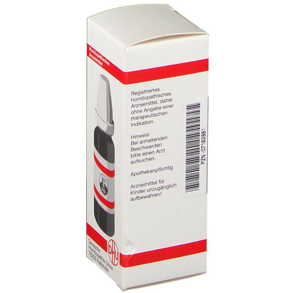 DHU Calendula C30 20ml Tropfflasche mit Kartonverpackung, Seitenansicht mit PZN-Nummer.