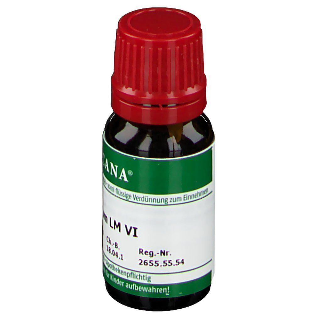 ARCANA Barium carbonicum LM VI Fläschchen, Rückseite mit Etikett und Informationen.