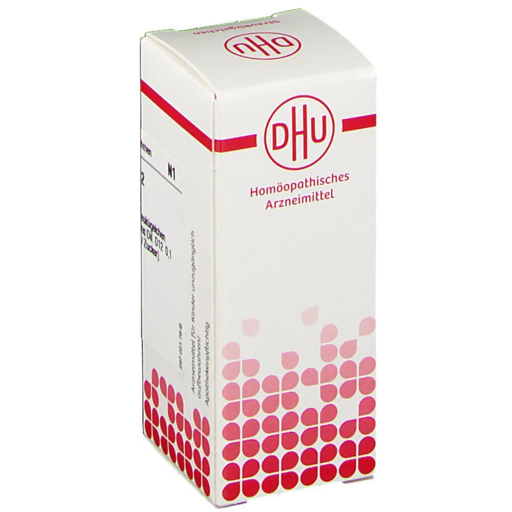 Eine Packung DHU Raphanus Sativus D12 Streukügelchen, 10g. Weiße Kartons mit roten Akzenten.