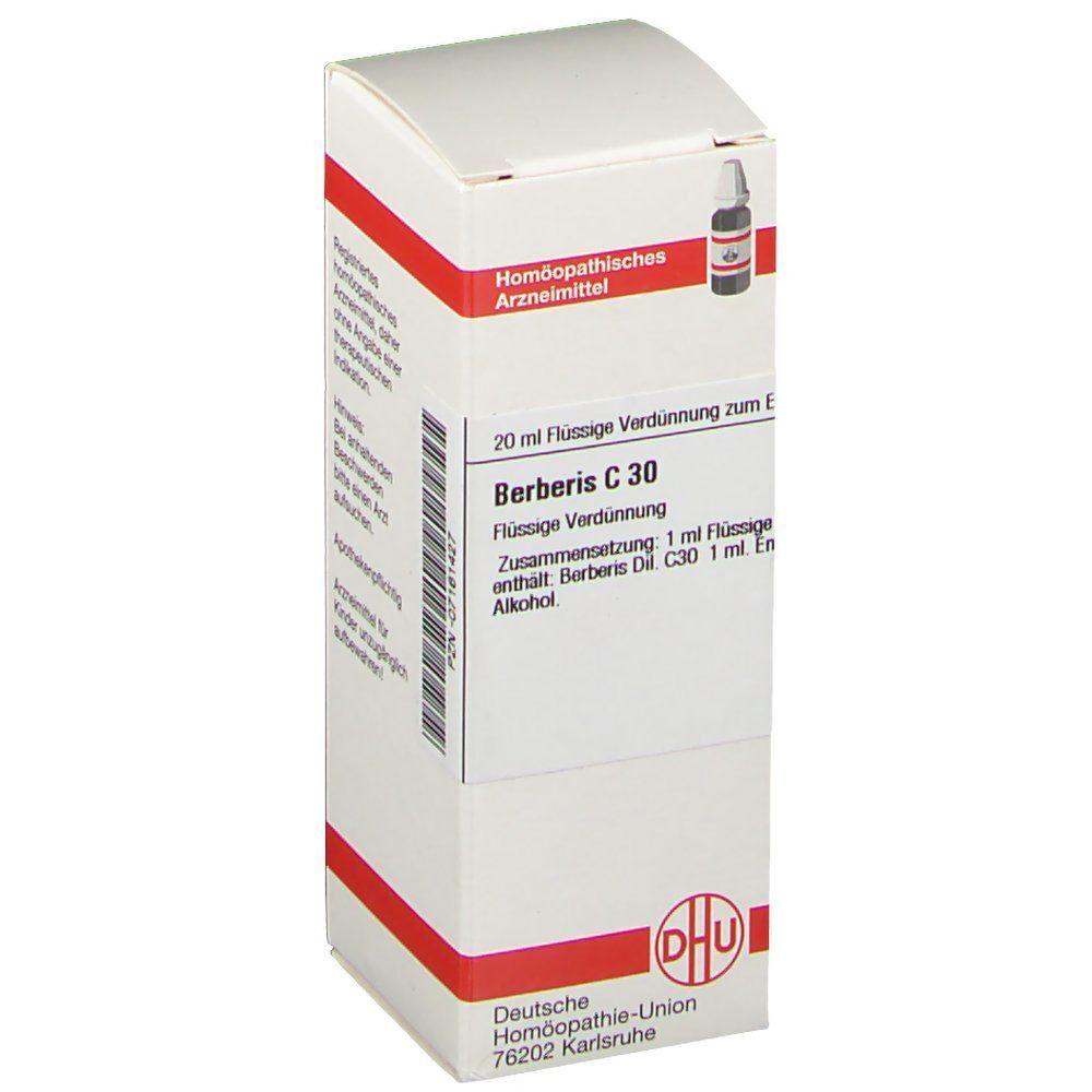 DHU Berberis C30 Flasche und Faltschachtel, 20 ml.