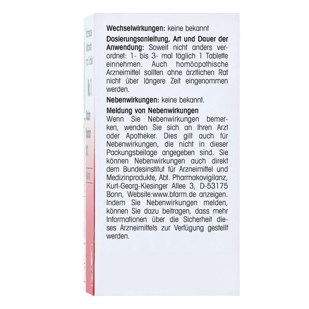Fortsetzung der Produktinformationen auf der Schachtel. Text: Wechselwirkungen, Nebenwirkungen. Informationen zur Meldung von Nebenwirkungen.