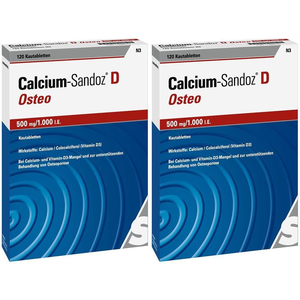 Calcium Sandoz D Osteo 500 mg/1.000 I.e. Kautabl. 2x 2x120 St Kautabletten