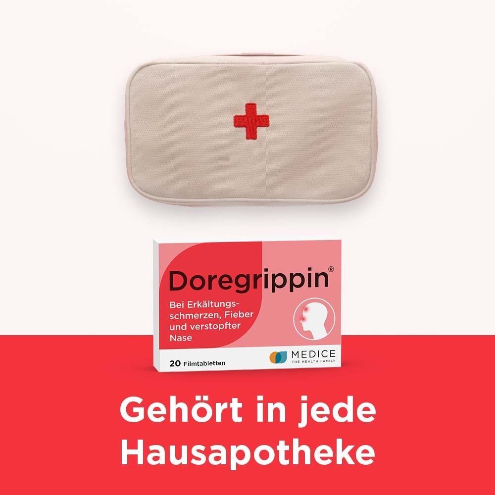 Doregrippin Tabletten gehören in jede Hausapotheke, neben einem Erste-Hilfe-Etui.