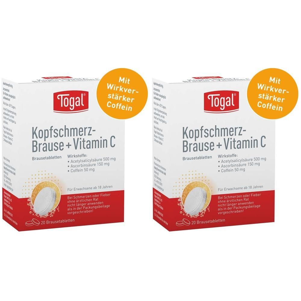 Togal Kopfschmerz-Brause + Vit.C Brausetabletten 2x 2x20 St