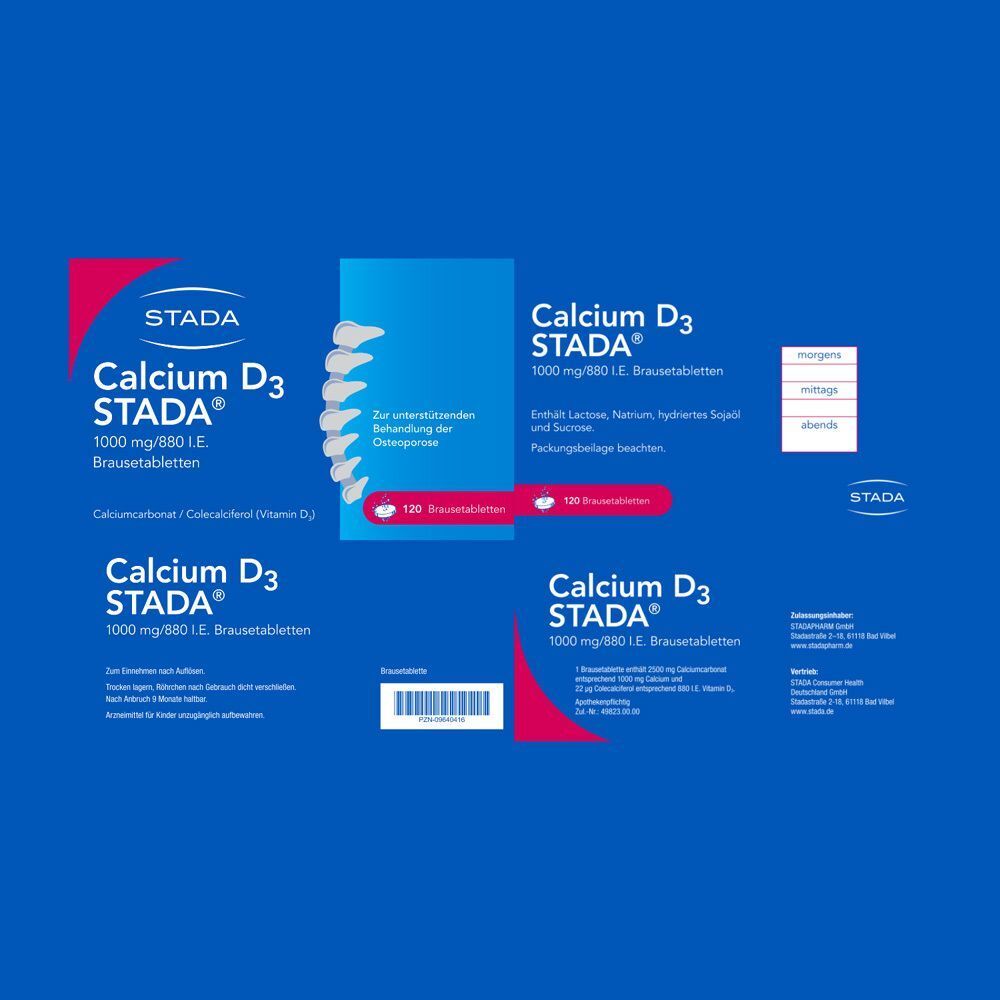Mehrere Packungen Calcium D3 STADA 1000 mg/880 I.E. Brausetabletten.