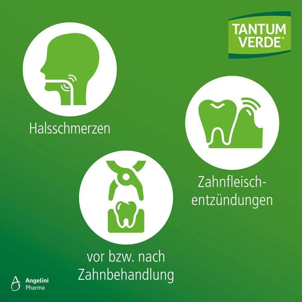 Symbole für Halsschmerzen, Zahnfleischentzündungen und zahnärztliche Behandlungen.