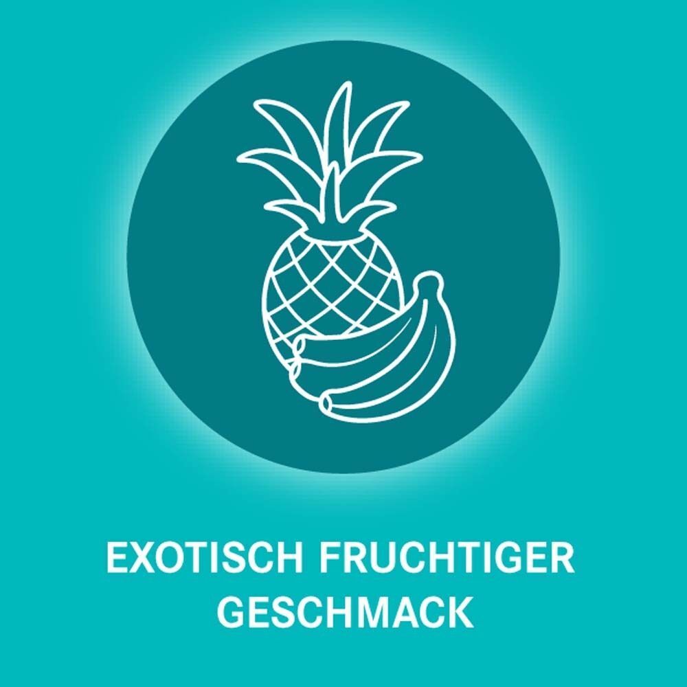 Symbol: Ananas und Bananen. "Exotisch fruchtiger Geschmack".