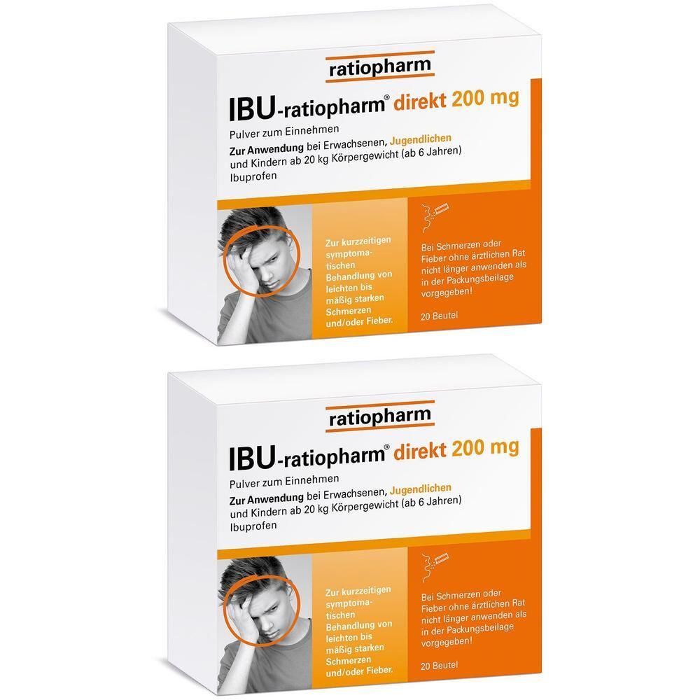 Ibu-Ratiopharm direkt 200 mg Pulver zum Einnehmen 2x 2x20 St