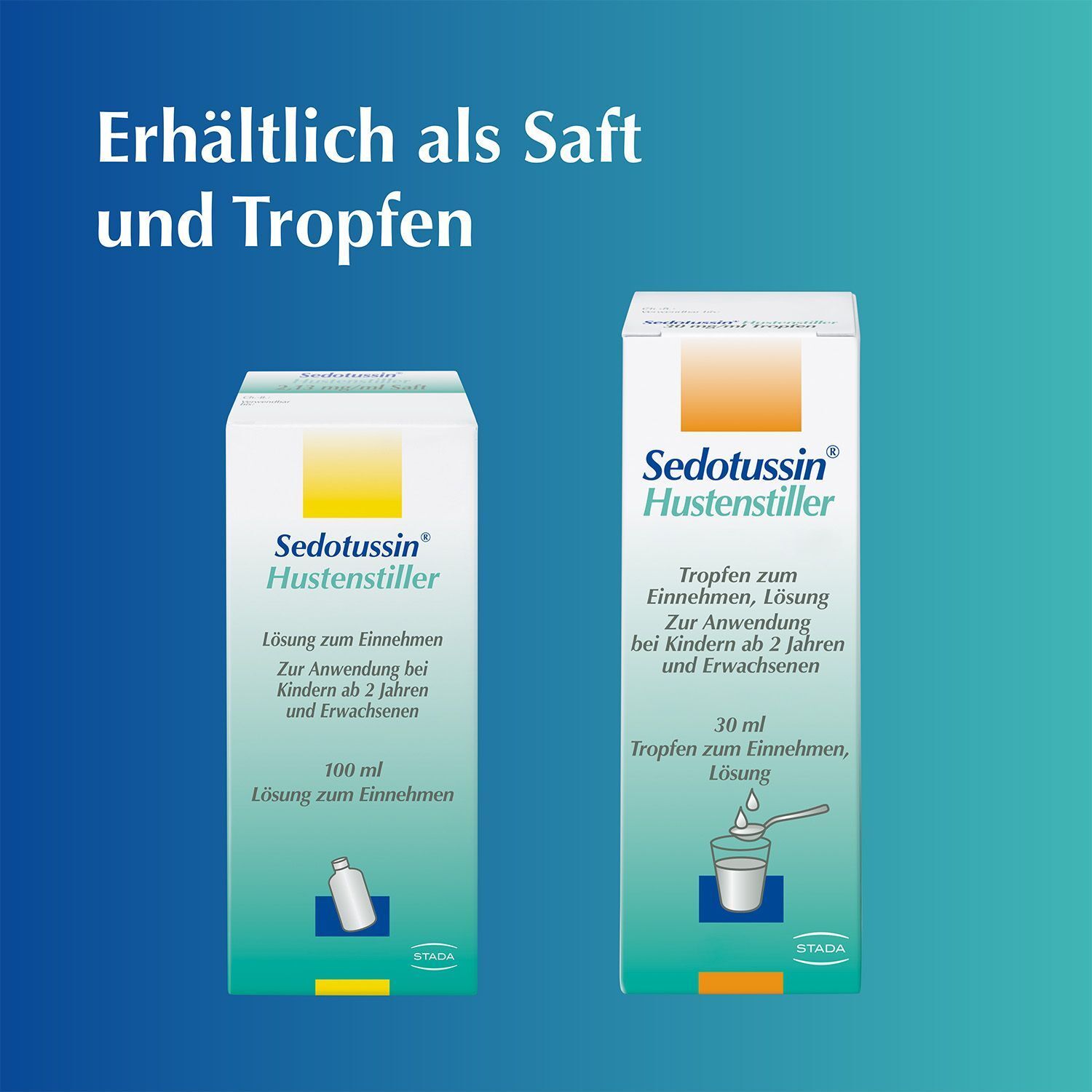Sedotussin Hustenstiller Saft (100 ml) und Tropfen (30 ml).