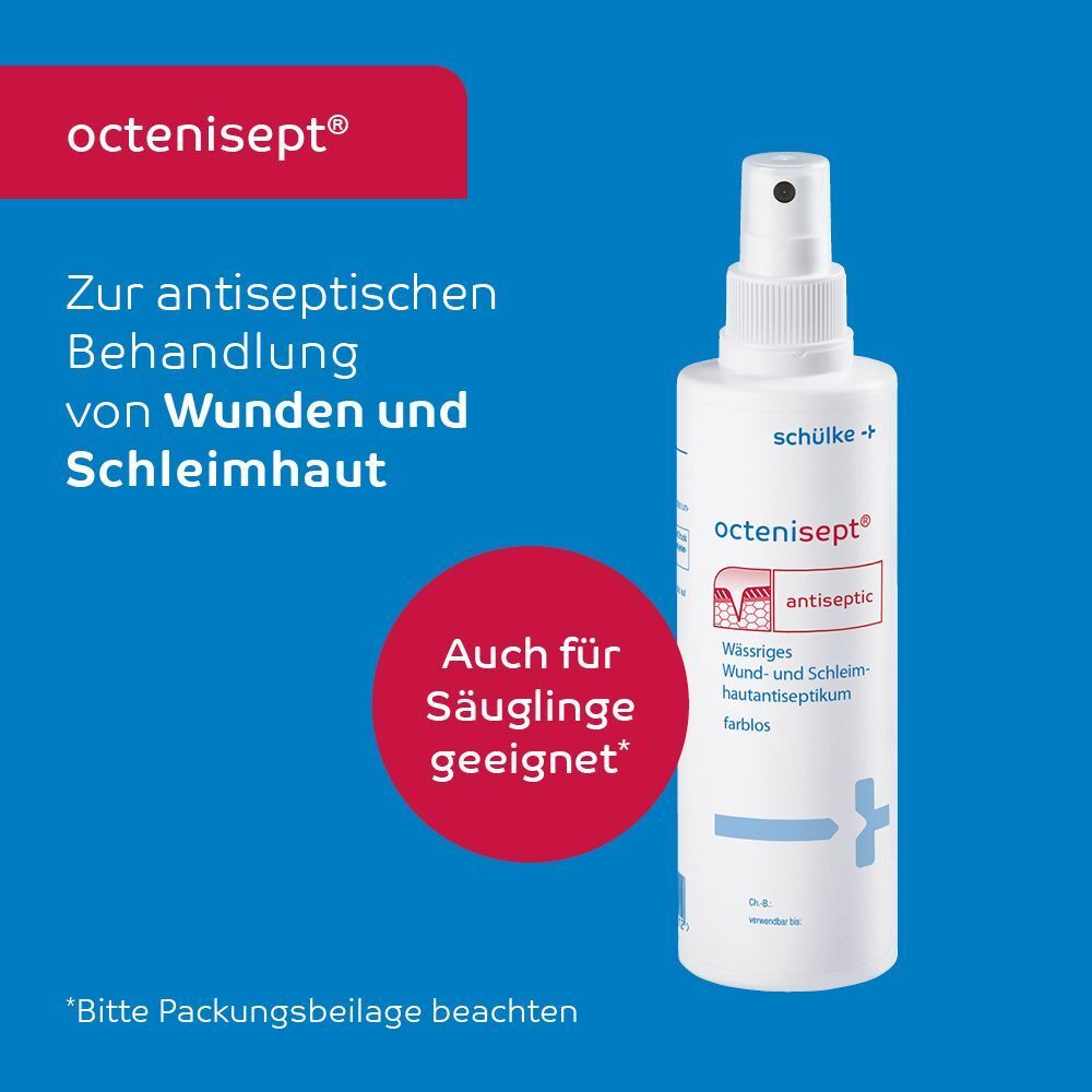 Flasche octenisept® Antiseptikum, geeignet für Säuglinge.