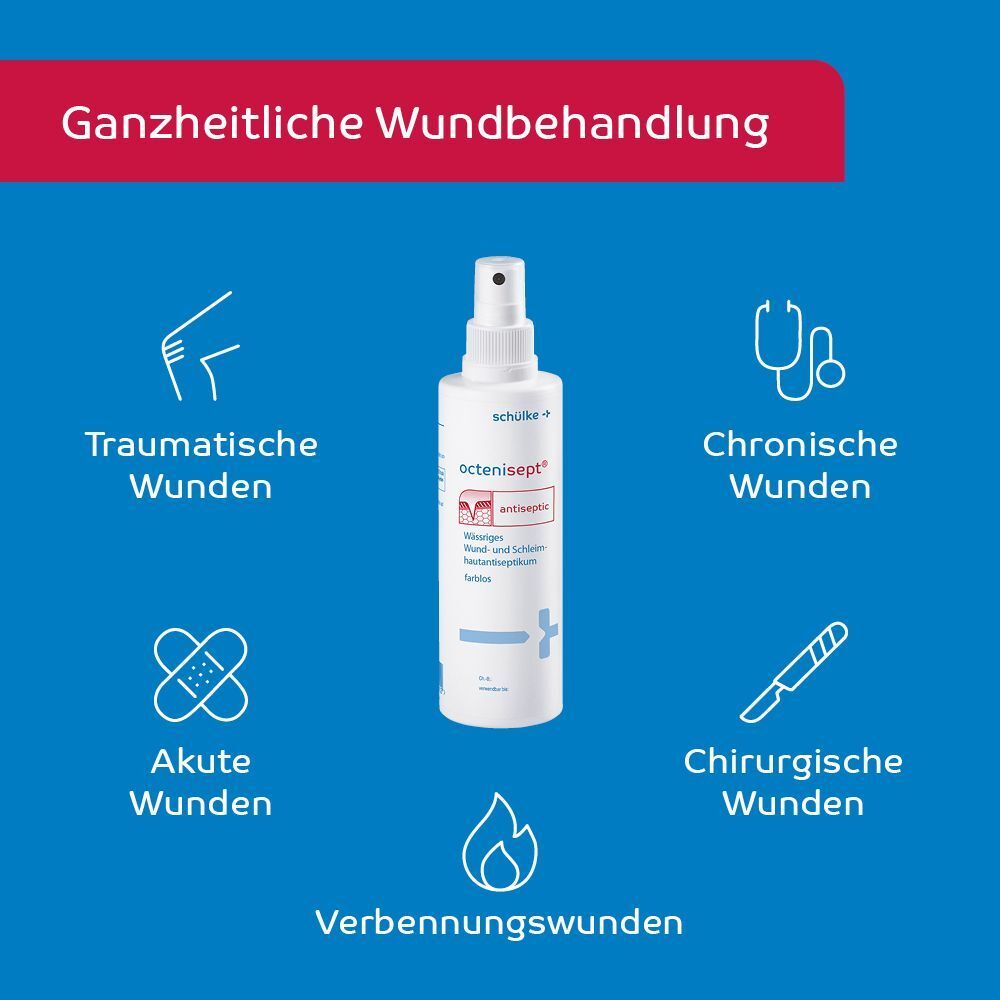 octenisept® für traumatische, akute, chronische, chirurgische und Verbrennungswunden.