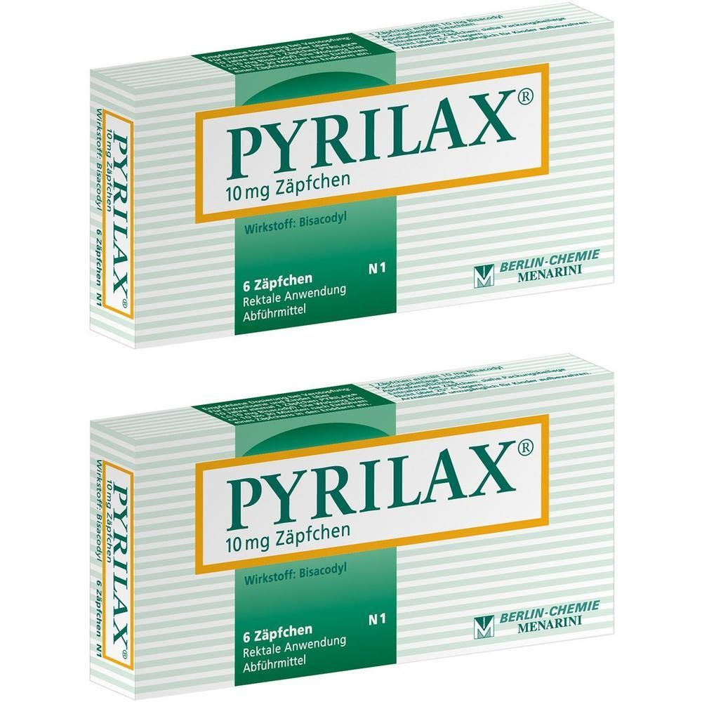 PYRILAX® 10 mg Zäpfchen, 6 Stück, rektale Anwendung, Abführmittel.