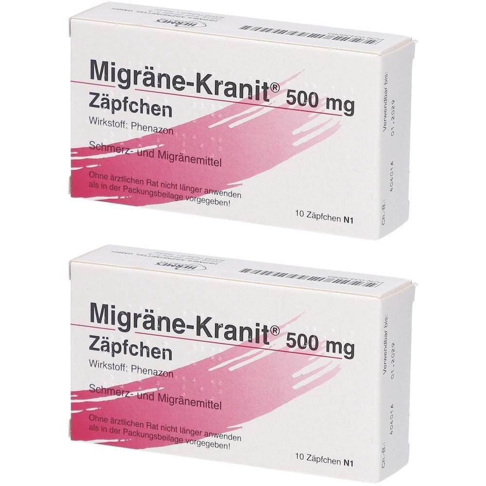 Migräne Kranit 500 mg Zäpfchen 2x 2x10 St Suppositorien