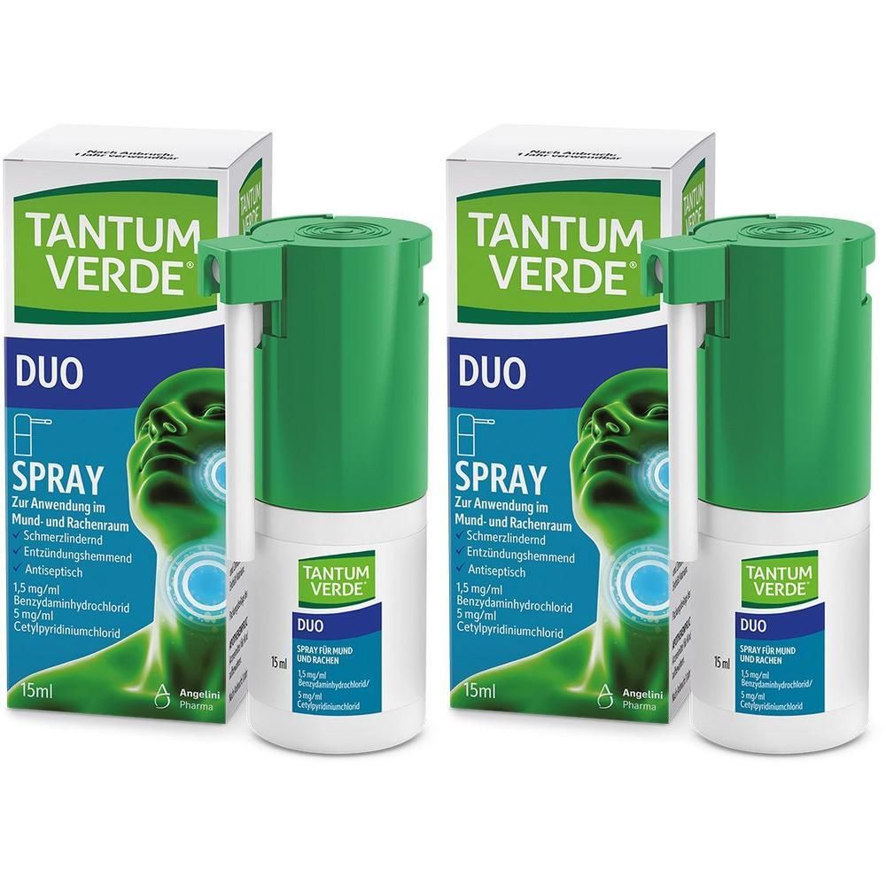 Tantum Verde duo 1,5mg/ml+5mg/ml Spray Anw.Mundhö. 2x 2x15 ml