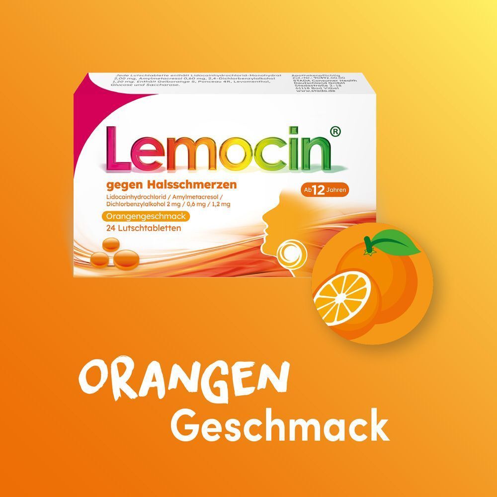 Lemocin gegen Halsschmerzen Orangengeschmack