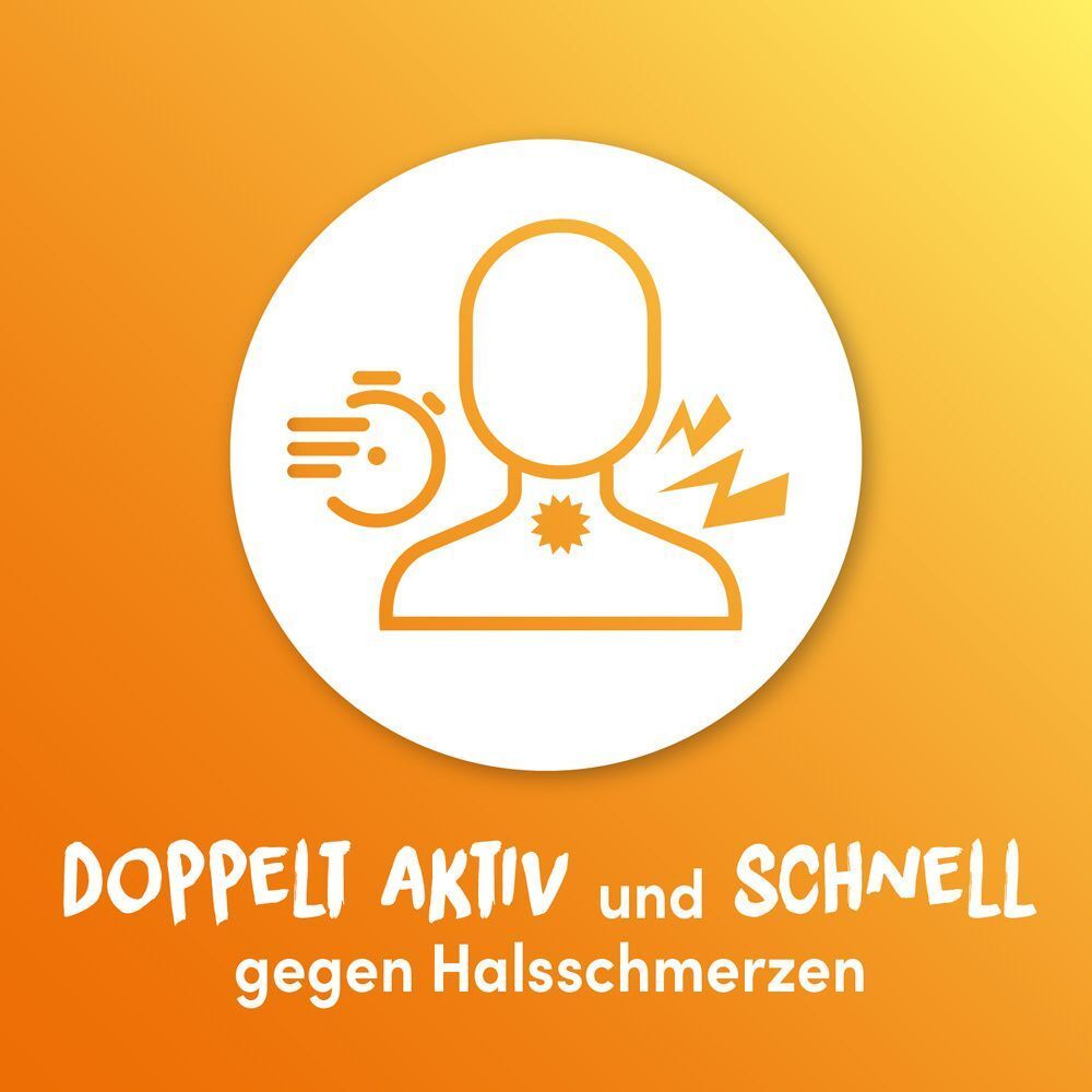 Symbol für Schmerzlinderung und Desinfektion bei Halsschmerzen.