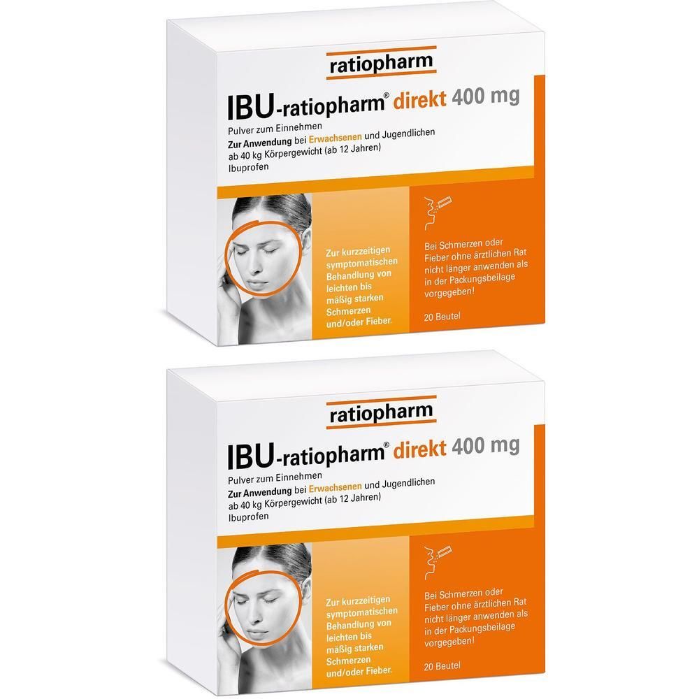 Ibu-Ratiopharm direkt 400 mg Pulver zum Einnehmen 2x 2x20 St