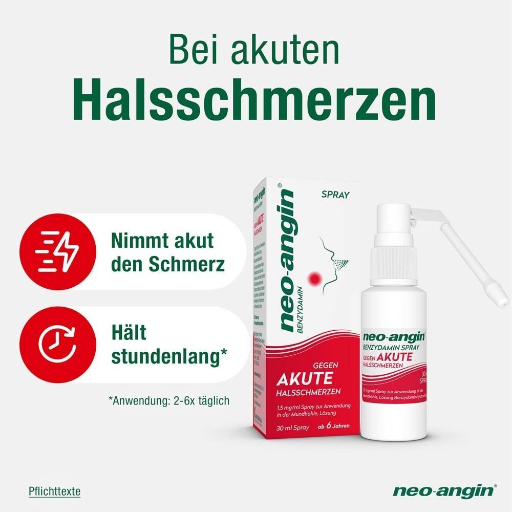neo-angin Benzydamin Spray gegen akute Halsschmerzen - zuckerfrei