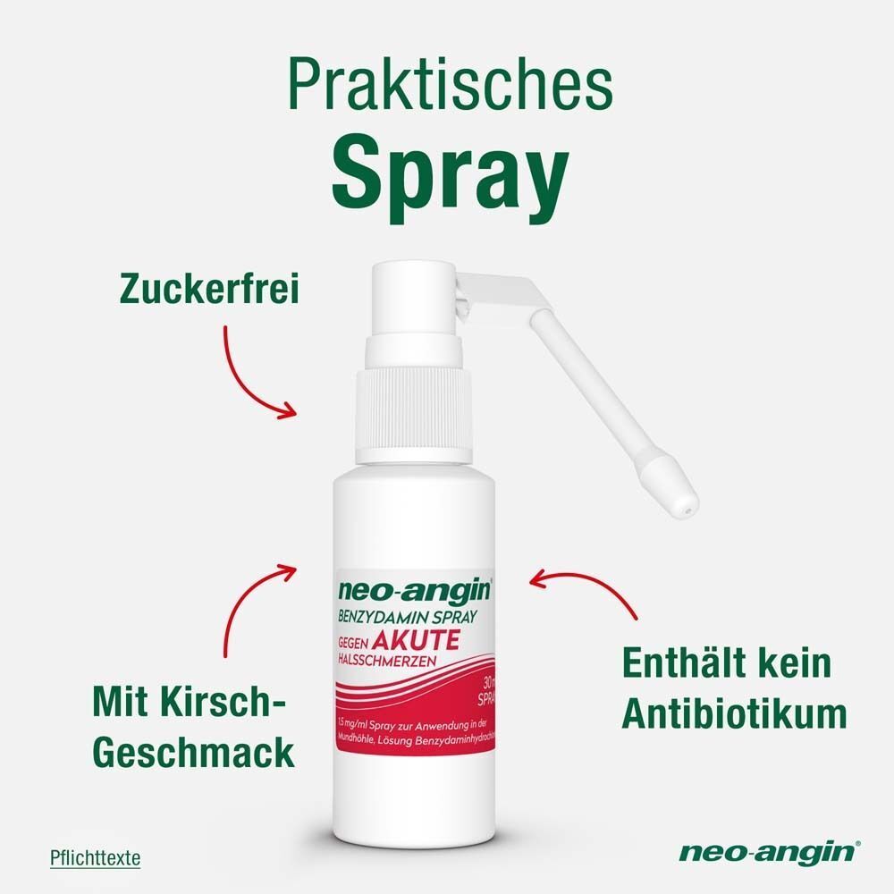 neo-angin Benzydamin Spray gegen akute Halsschmerzen - zuckerfrei