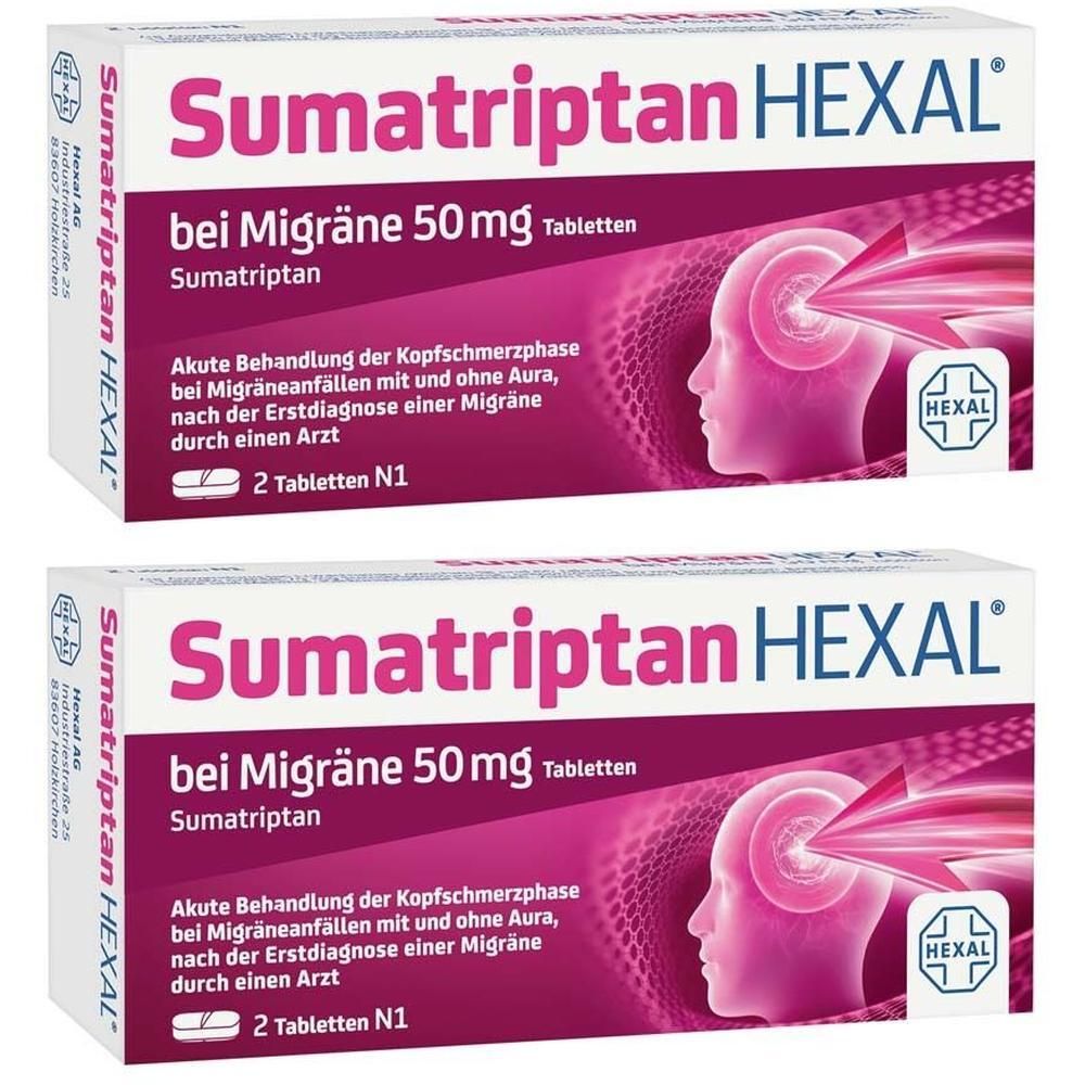 Sumatriptan Hexal bei Migräne 50 mg Tabletten 2x 2x2 St
