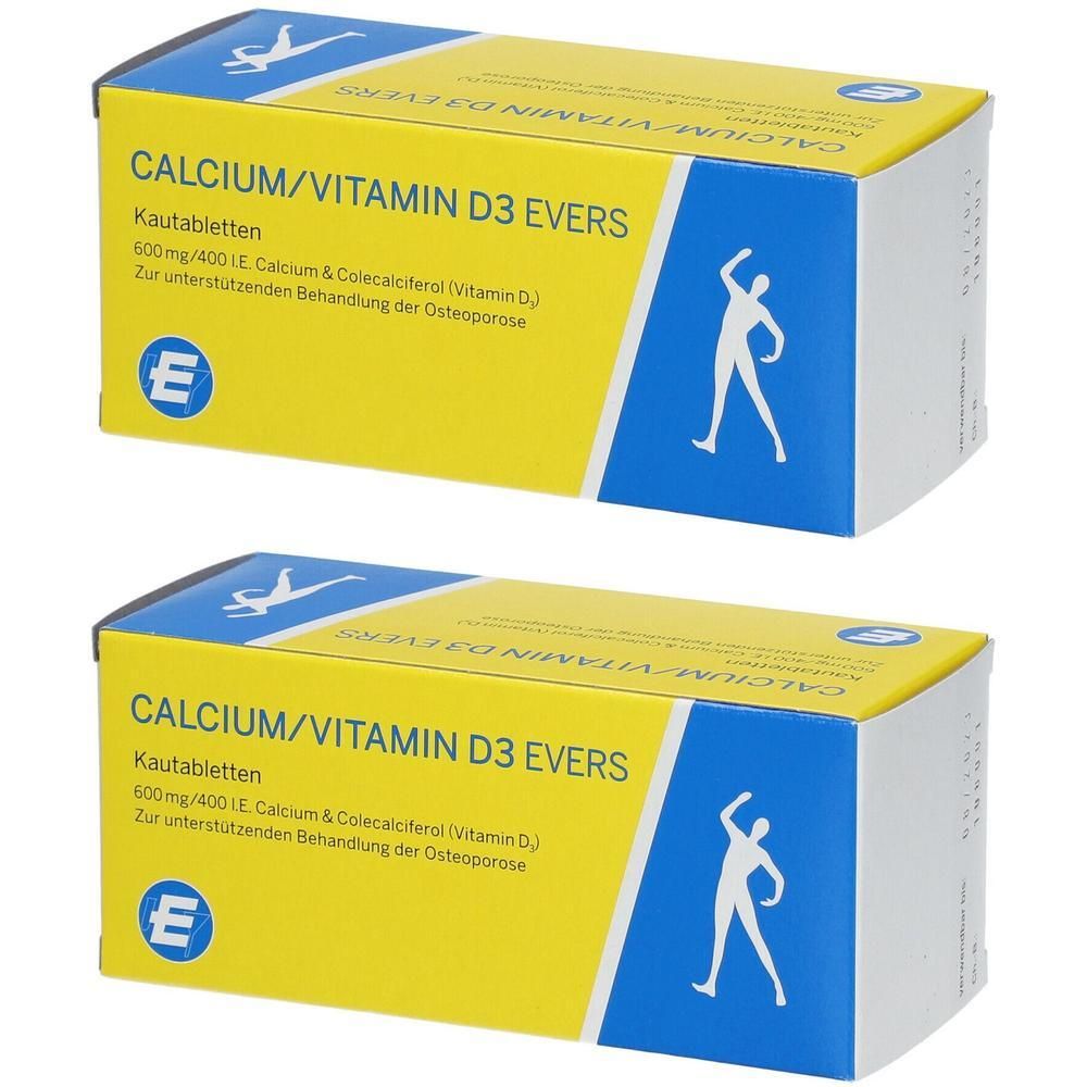 Calcium/Vitamin D3 Evers 600 mg/400 I.E Kautabl. 2x 2x100 St Kautabletten