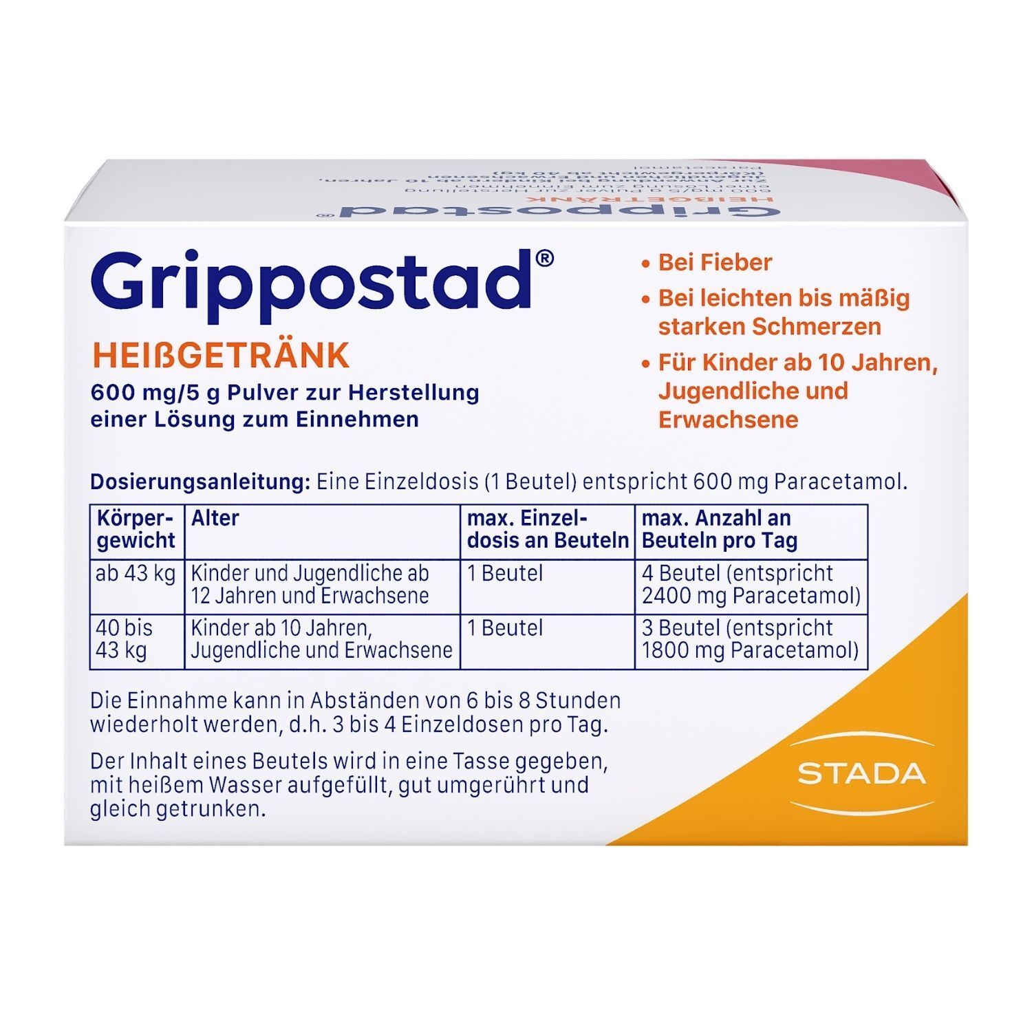 Grippostad® Heißgetränk gegen Schmerzen und Fieber