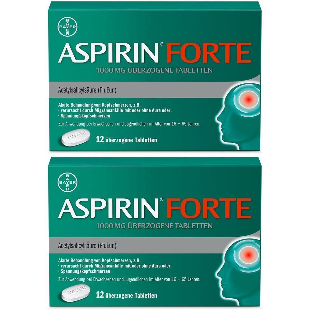 Aspirin Forte 1000 mg überzogene Tabletten 2x 2x12 St Überzogene