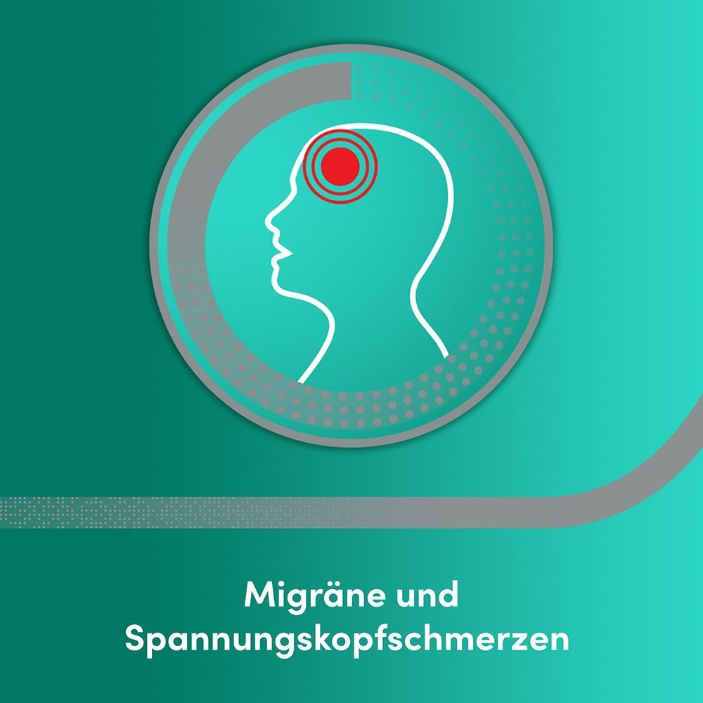 Symbol eines Kopfes mit Schmerzpunkten im Gehirn.