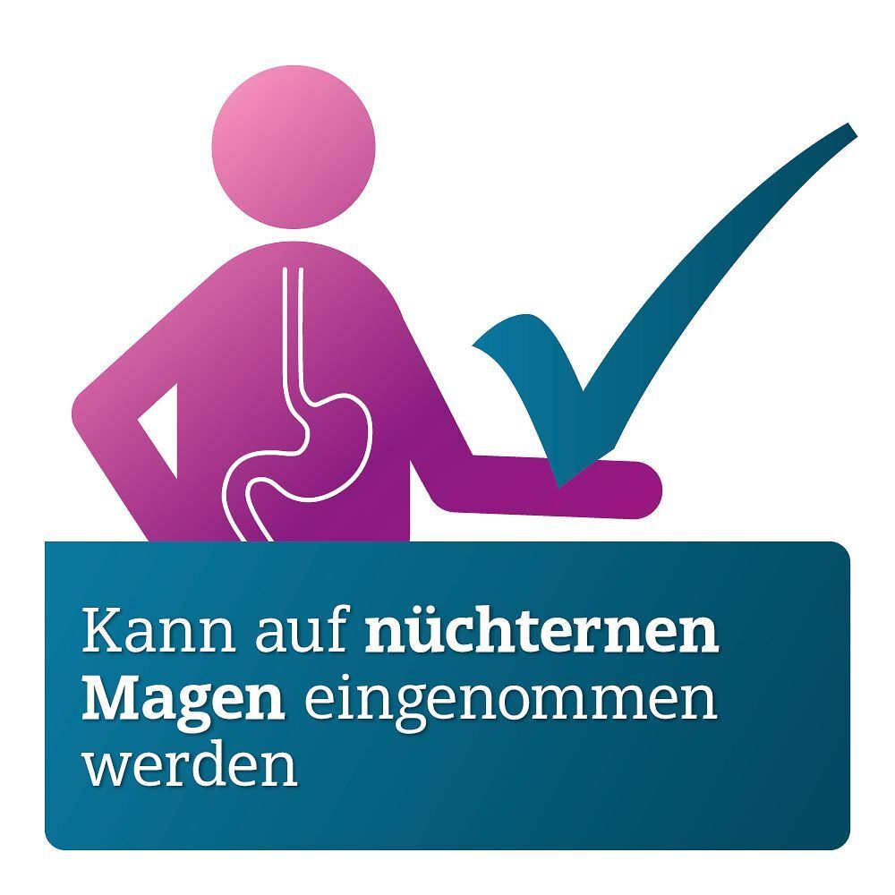 Symbol einer Person mit Verdauungstrakt. Kann auf nüchternen Magen eingenommen werden.