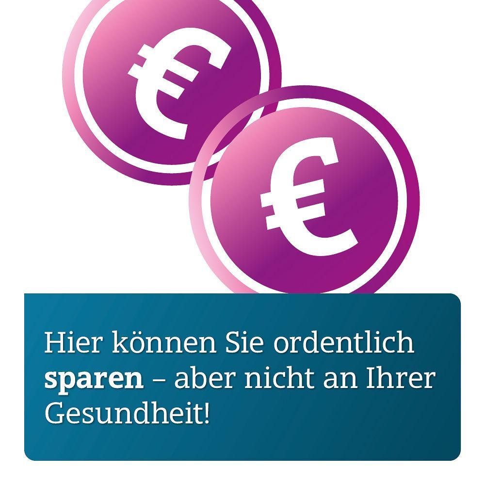 Zwei Euro-Symbole. Sparen, aber nicht an der Gesundheit.