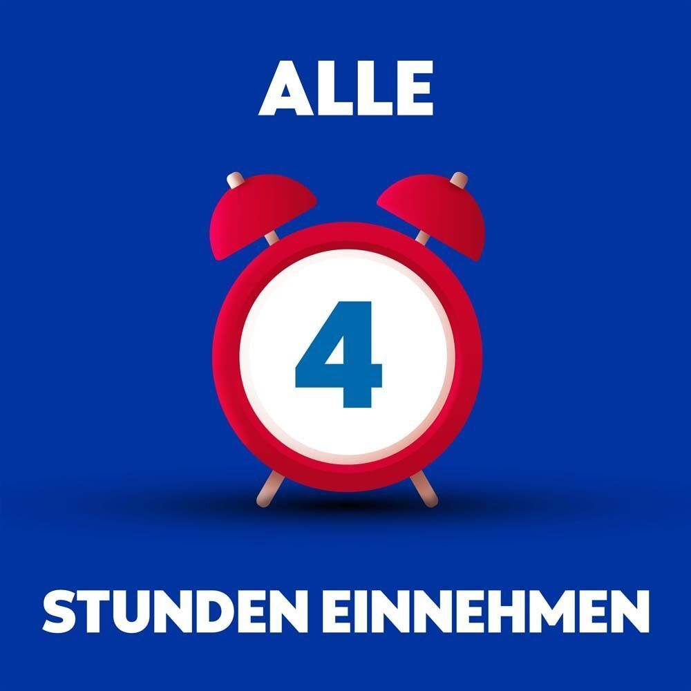 Roter Wecker zeigt 4. Alle 4 Stunden einnehmen.