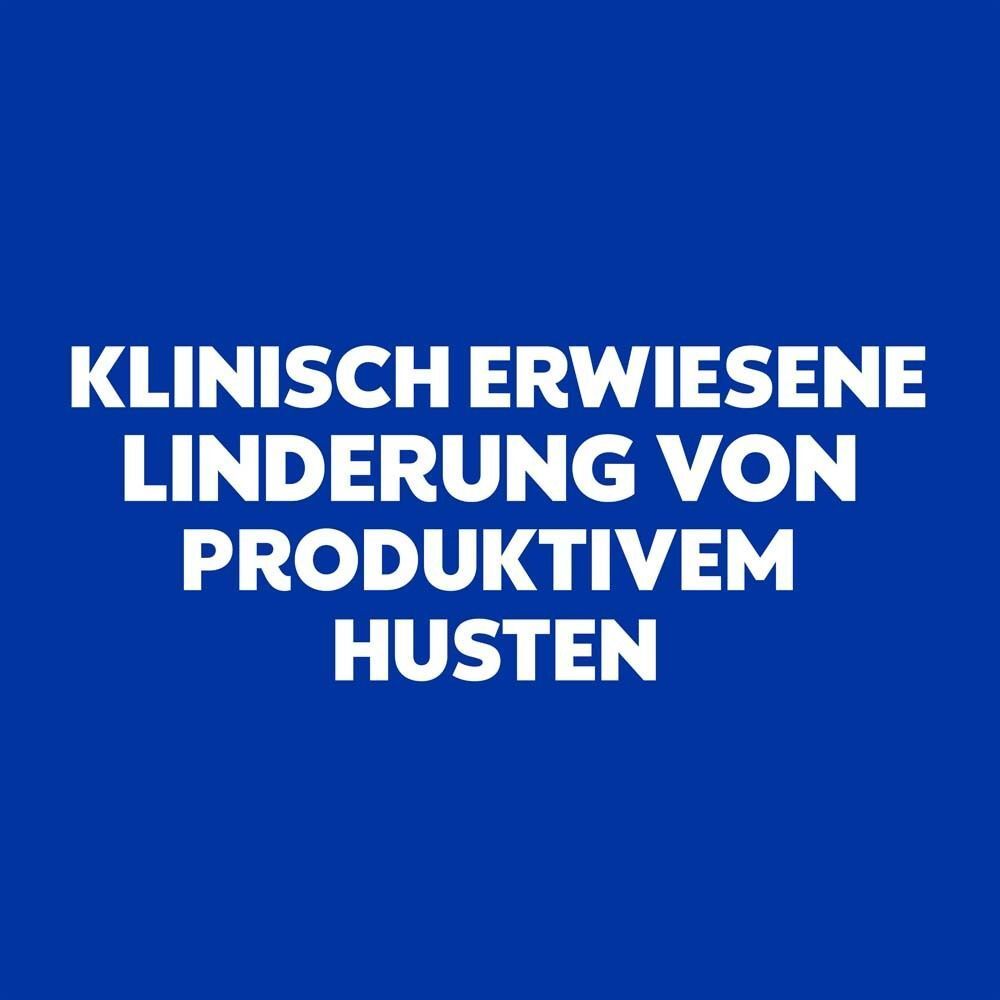 Text: Klinisch erwiesene Linderung von produktivem Husten.