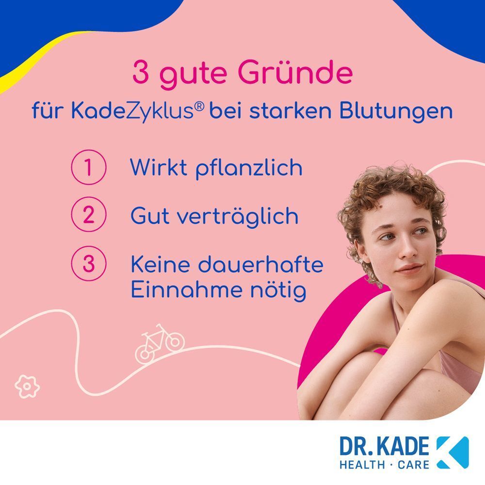Grafik mit drei Gründen für KadeZyklus und einer Frau.