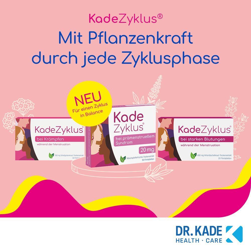 Drei KadeZyklus Packungen: für Krämpfe, PMS und starke Blutungen.