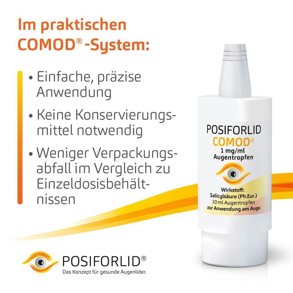POSIFORLID COMOD® Augentropfen 10 ml im praktischen COMOD®-System.